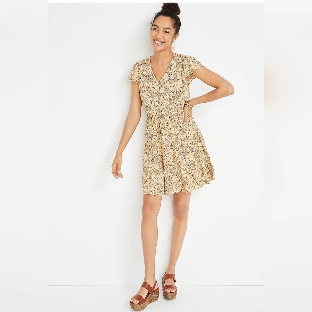 Maurices  Floral Flutter Sleeve Babydoll Mini Dress